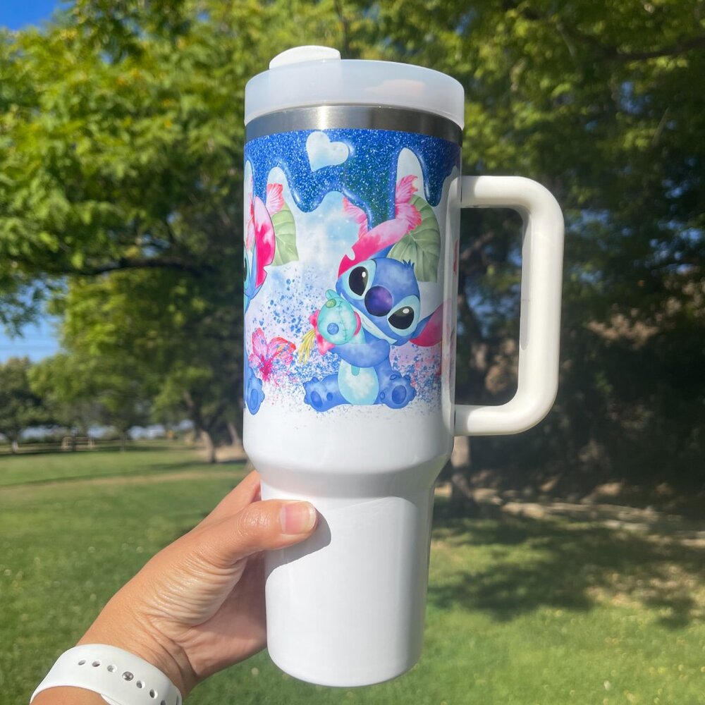 Disney Lilo & Stitch 40 oz Double-wall vacuum insulation Tumbler with st… - Picture 3 of 7